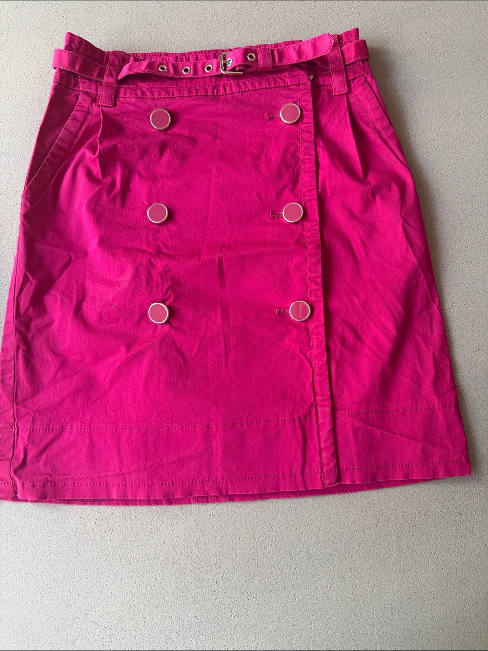 Jacob Bright Pink Double-Breasted Midi Skirt with Belt